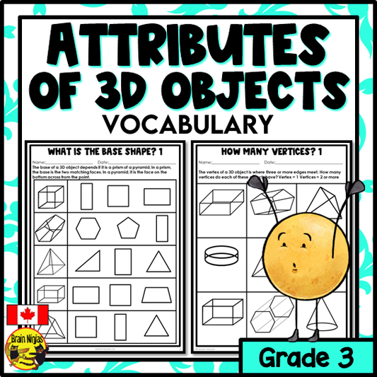 3D Objects Attributes Math Worksheets | Paper | Vocabulary
