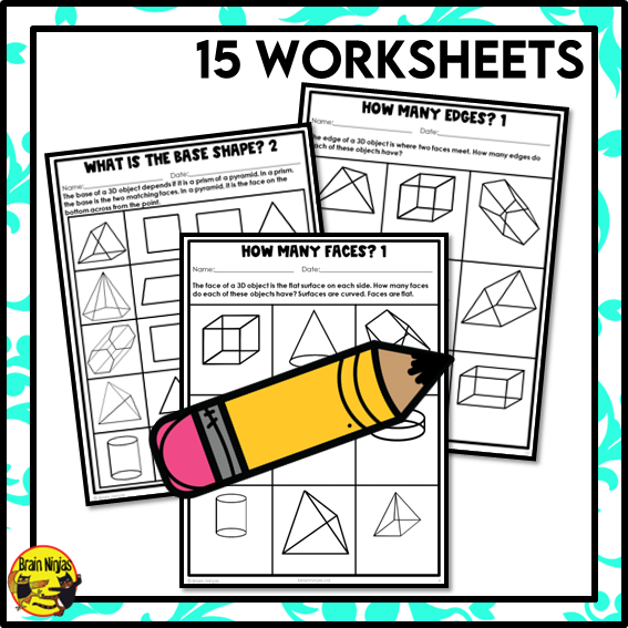 3D Objects Attributes Math Worksheets | Paper | Vocabulary