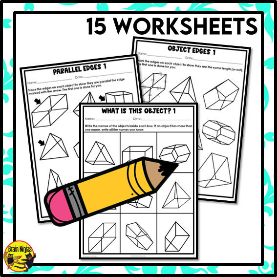 Names and Attributes of 3D Objects Math Worksheets | Paper