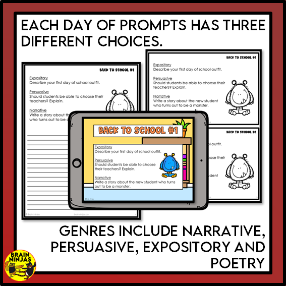 Back to School Writing Prompts | Paper and Digital
