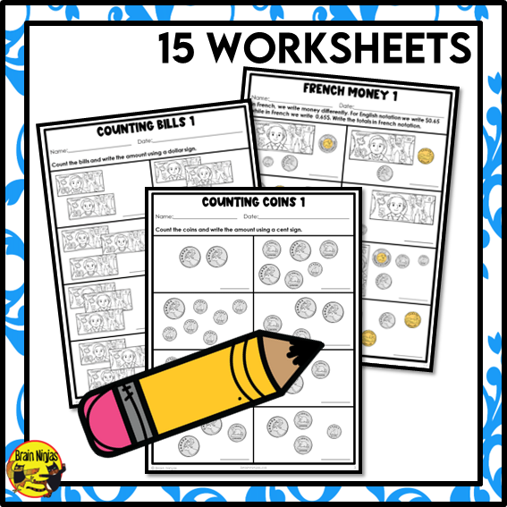 Canadian Money to $100 Math Worksheets | Paper | Grade 3