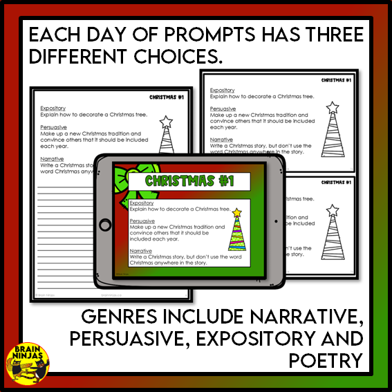 Christmas Writing Prompts | Paper and Digital