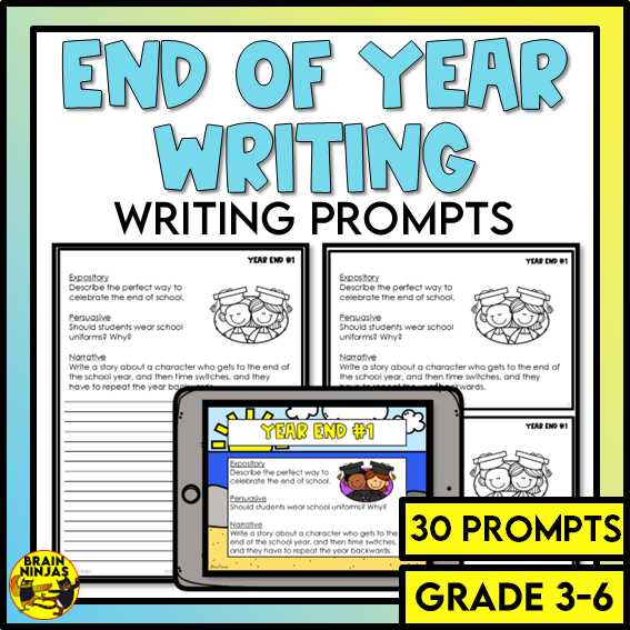 End of the Year Writing Prompts | Paper and Digital