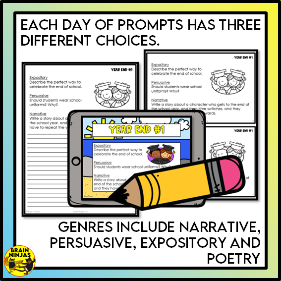 End of the Year Writing Prompts | Paper and Digital