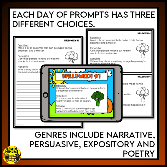 Halloween Writing Prompts | Paper and Digital
