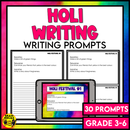 Holi Festival of Colours Writing Prompts | Paper and Digital