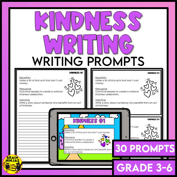 Kindness Writing Prompts | Paper and Digital