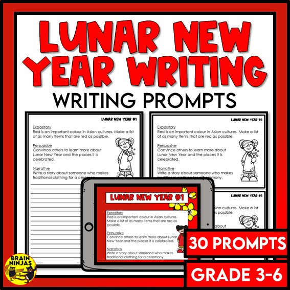 Lunar New Year Writing Prompts | Paper and Digital