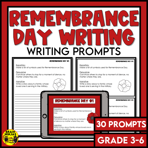 Remembrance Day Writing Prompts | Paper and Digital