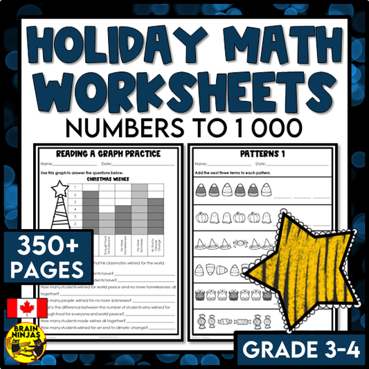 Holiday Math Worksheets Bundle Numbers to 1000 | Paper