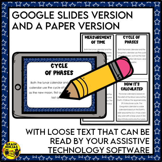 Lunar Calendar Space Sky Science Lesson and Activities | Paper and Digital