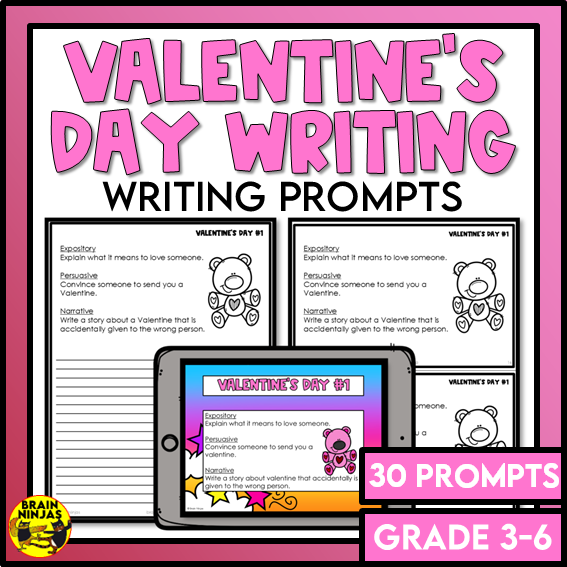 Valentine's Day Writing Prompts | Paper and Digital