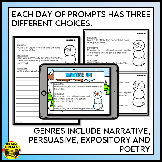 Winter Writing Prompts | Paper and Digital