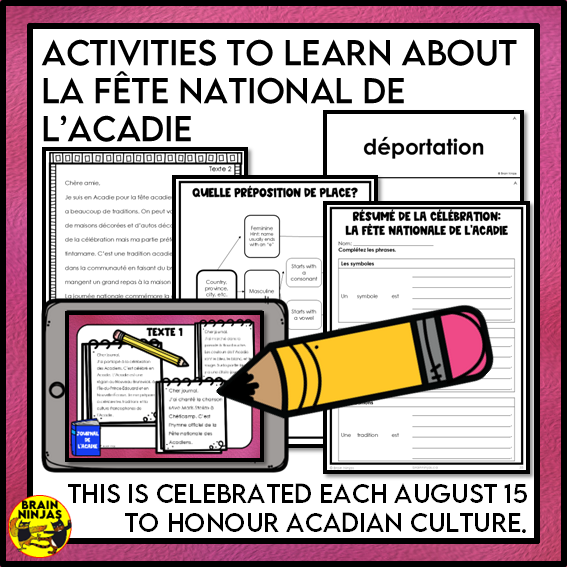 La Fête national de l'Acadie French Canadian Celebrations | Paper and Digital