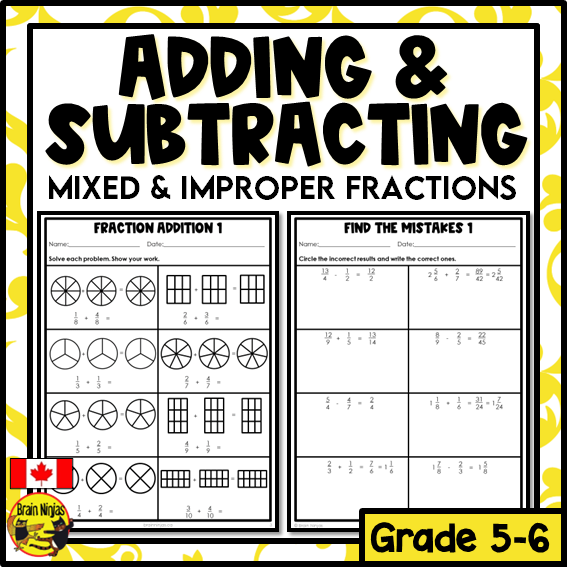 Adding and Subtracting Fractions Math Worksheets | Paper