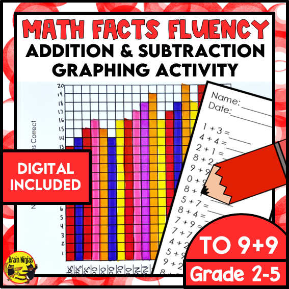 Addition and Subtraction to 9+9 | Drill and Graph Practice | Paper and Digital