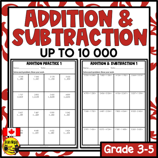 Addition and Subtraction Math Worksheets | Paper | Numbers to 10 000