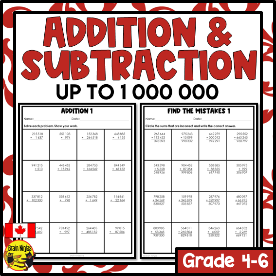 Addition and Subtraction Math Worksheets | Paper | Numbers to Millions