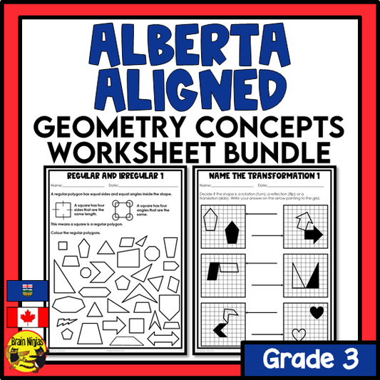Alberta Math Curriculum Geometry Worksheets Bundle | Paper | Grade 3