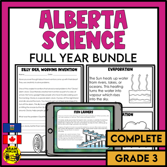 Alberta Science Grade 3 Full Year Lessons and Activities Bundle | Paper and Digital