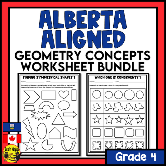 Alberta Math Curriculum Geometry Worksheets Bundle | Paper | Grade 4