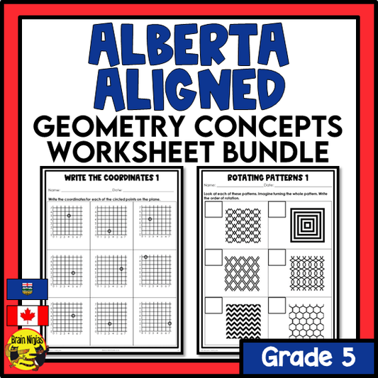 Alberta Math Curriculum Geometry Worksheets Bundle | Paper | Grade 5