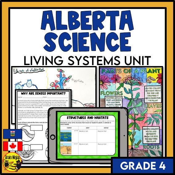 Alberta Science Living Systems Unit Grade 4 | Bundle | Paper and Digital