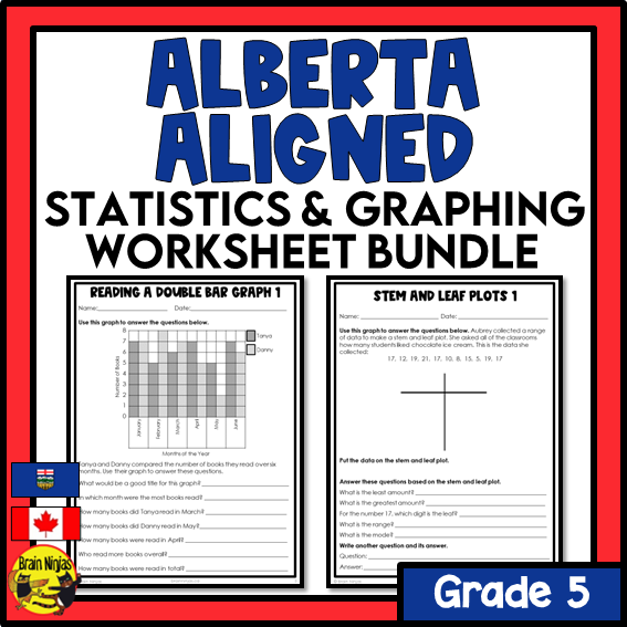 Alberta Math Curriculum Statistics and Graphing Worksheets Bundle | Paper | Grade 5