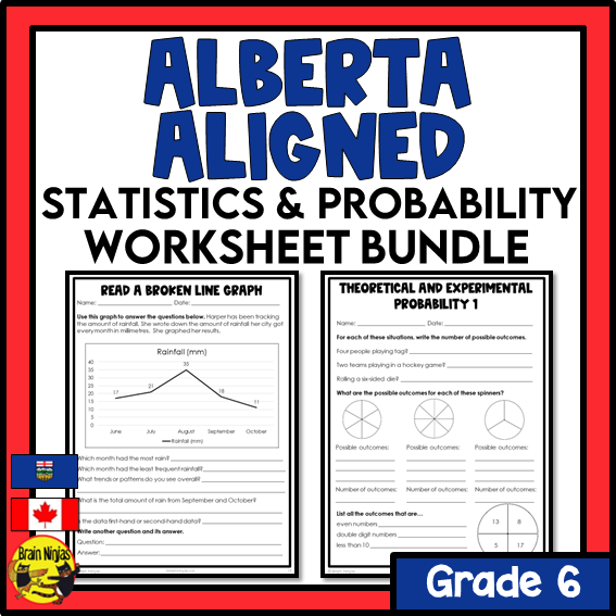 Alberta Math Curriculum Statistics and Probability Worksheets Bundle | Paper | Grade 6