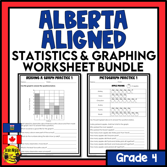 Alberta Math Curriculum Statistics and Graphing Worksheets Bundle | Paper | Grade 4