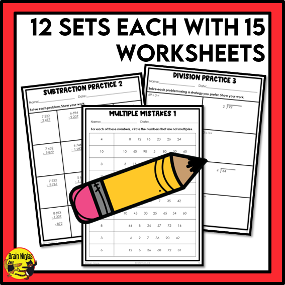 Alberta Math Curriculum Number Operations Worksheets Bundle | Paper | Grade 4