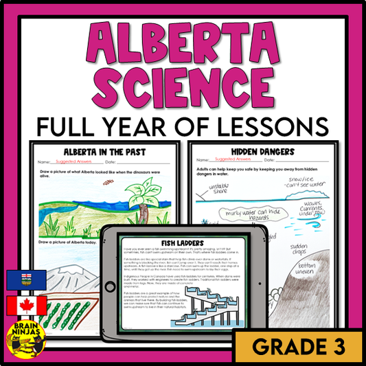 Alberta Science Grade 3 Full Year Lessons and Activities Bundle | Paper and Digital