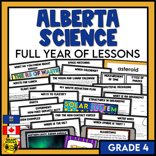 Alberta Science Grade 4 Full Year Lessons and Activities Bundle | Paper and Digital