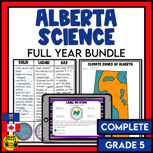 Alberta Science Grade 5 Full Year Lessons and Activities Bundle | Paper and Digital