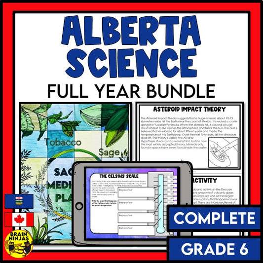 Alberta Science Grade 6 Full Year Lessons and Activities Bundle | Paper and Digital