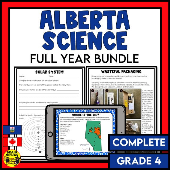 Alberta Science Grade 4 Full Year Lessons and Activities Bundle | Paper and Digital