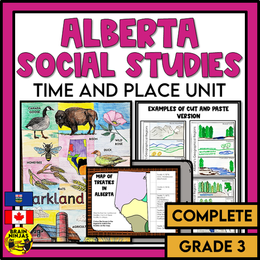 Alberta Social Studies Grade 3 Time and Place Unit | Paper and Digital