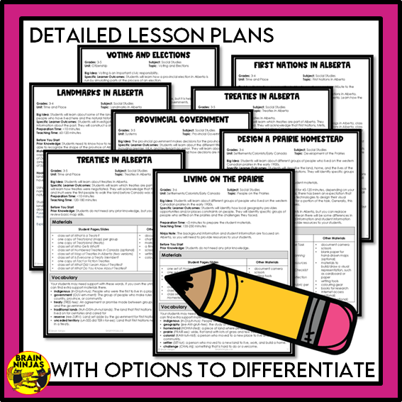 Alberta Social Studies Grade 3 Full Year of Lessons | Paper and Digital