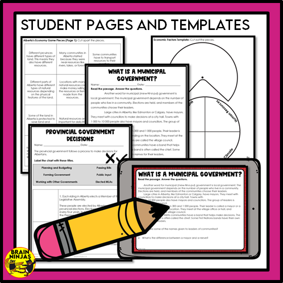 Alberta Social Studies Grade 3 Systems Unit | Paper and Digital