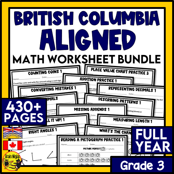 British Columbia Aligned Math Worksheets Full Year Bundle | Paper | Gr ...
