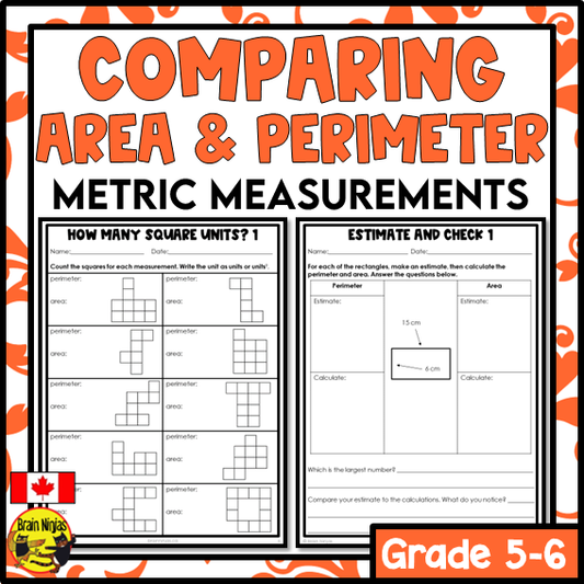 Comparing Perimeter and Area of Polygons with Metric Measurements Math Worksheets | Paper