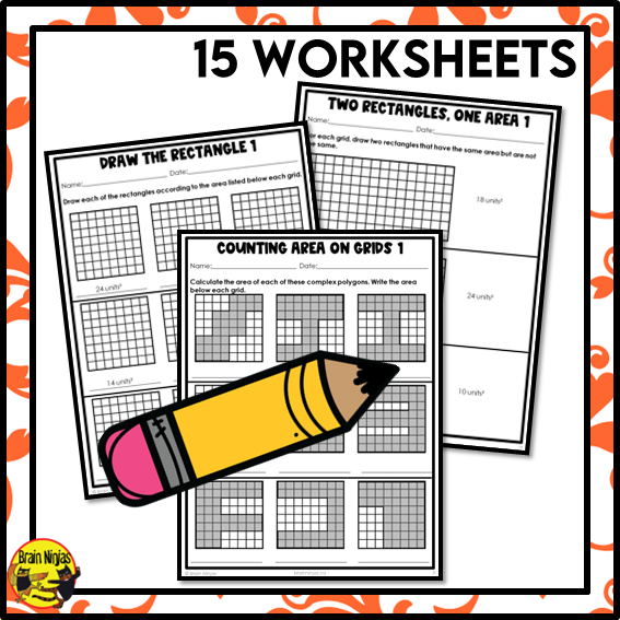Area Using Tiling and Grids Math Worksheets | Paper