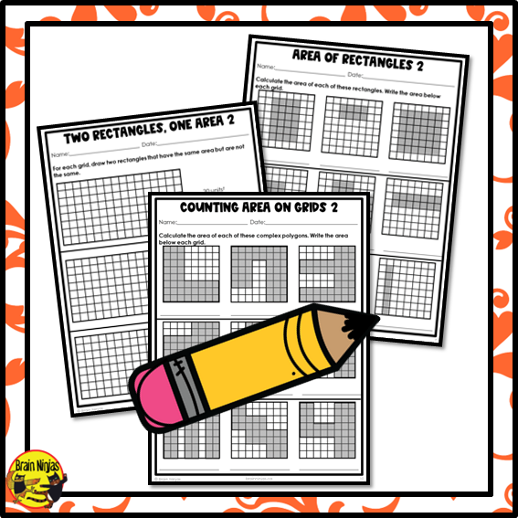 Area Using Tiling and Grids Math Worksheets | Paper