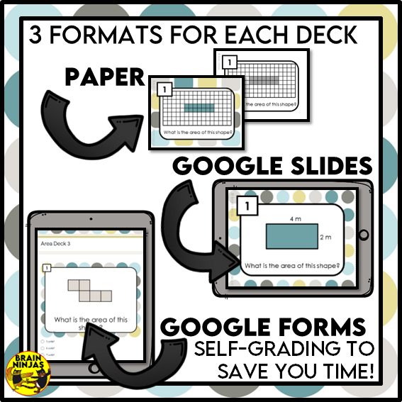 Area of Polygons Using Grids or Tiles Math Task Cards | Paper and Digital