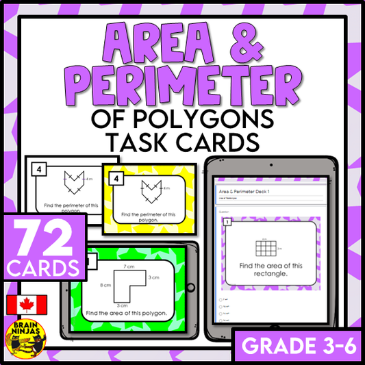 Area and Perimeter of Rectangles and Polygons Math Task Cards | Paper and Digital