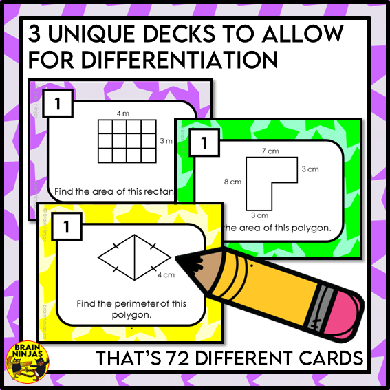 Area and Perimeter of Rectangles and Polygons Math Task Cards | Paper and Digital