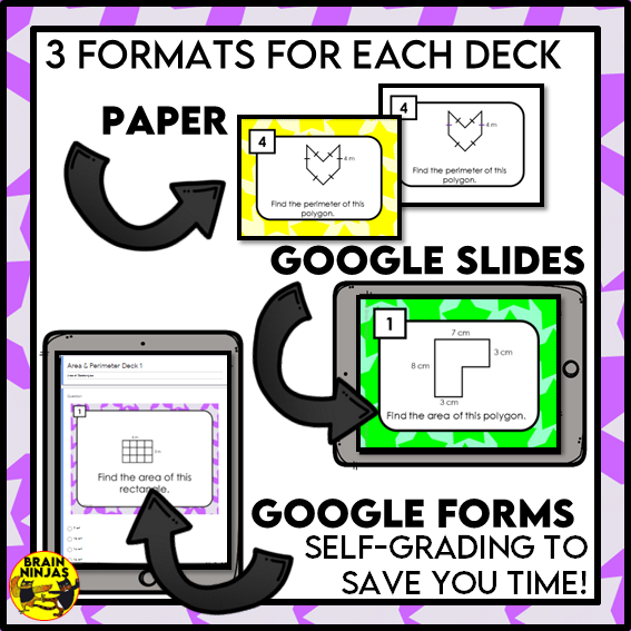 Area and Perimeter of Rectangles and Polygons Math Task Cards | Paper and Digital