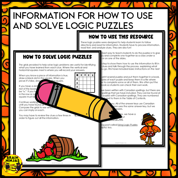 Fall Logic Puzzles | Paper and Digital