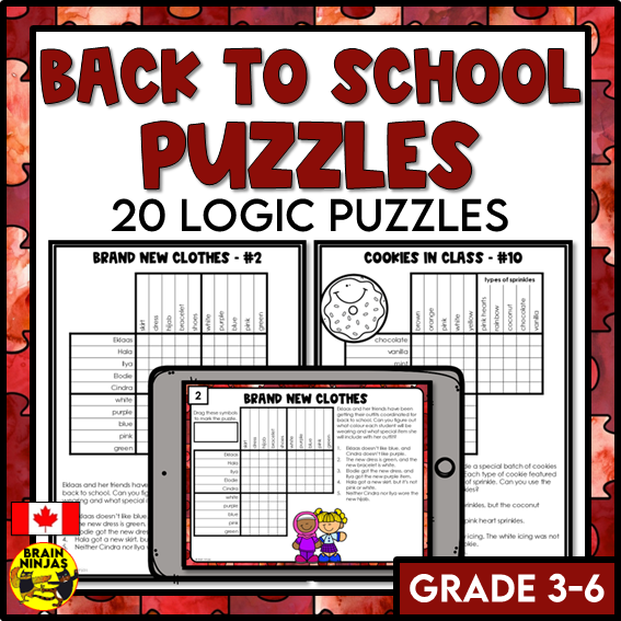 Back to School Logic Puzzles | Paper and Digital