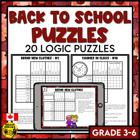 Back to School Logic Puzzles | Paper and Digital